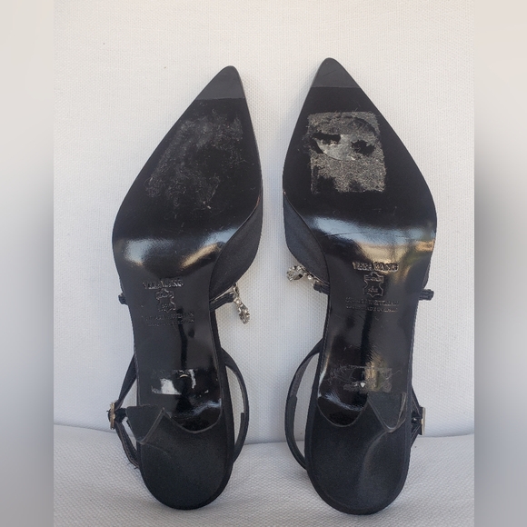Vera Wang NEVER WORN black satin and crystal slingback heels 6B - Picture 7 of 7